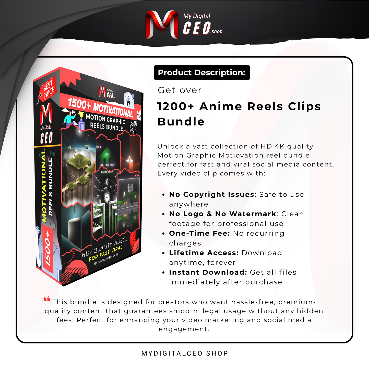 1500+ Motivational Reels Motion Graphics Pack for Instagram, TikTok & YouTube Shorts